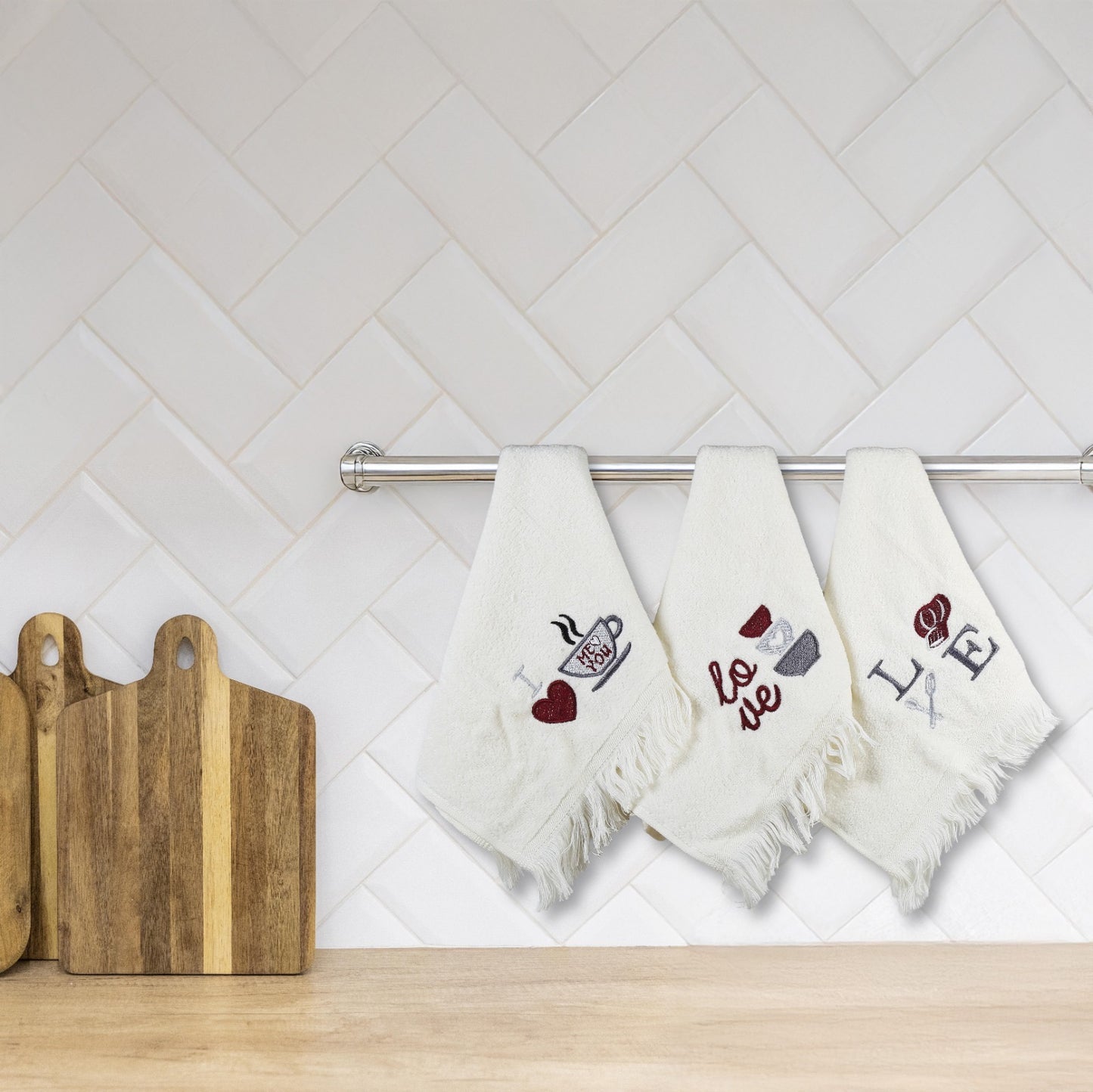 Velvet Touch Kitchen Collection - Luxury Embroidered 3-Piece 30*50 Cm Set