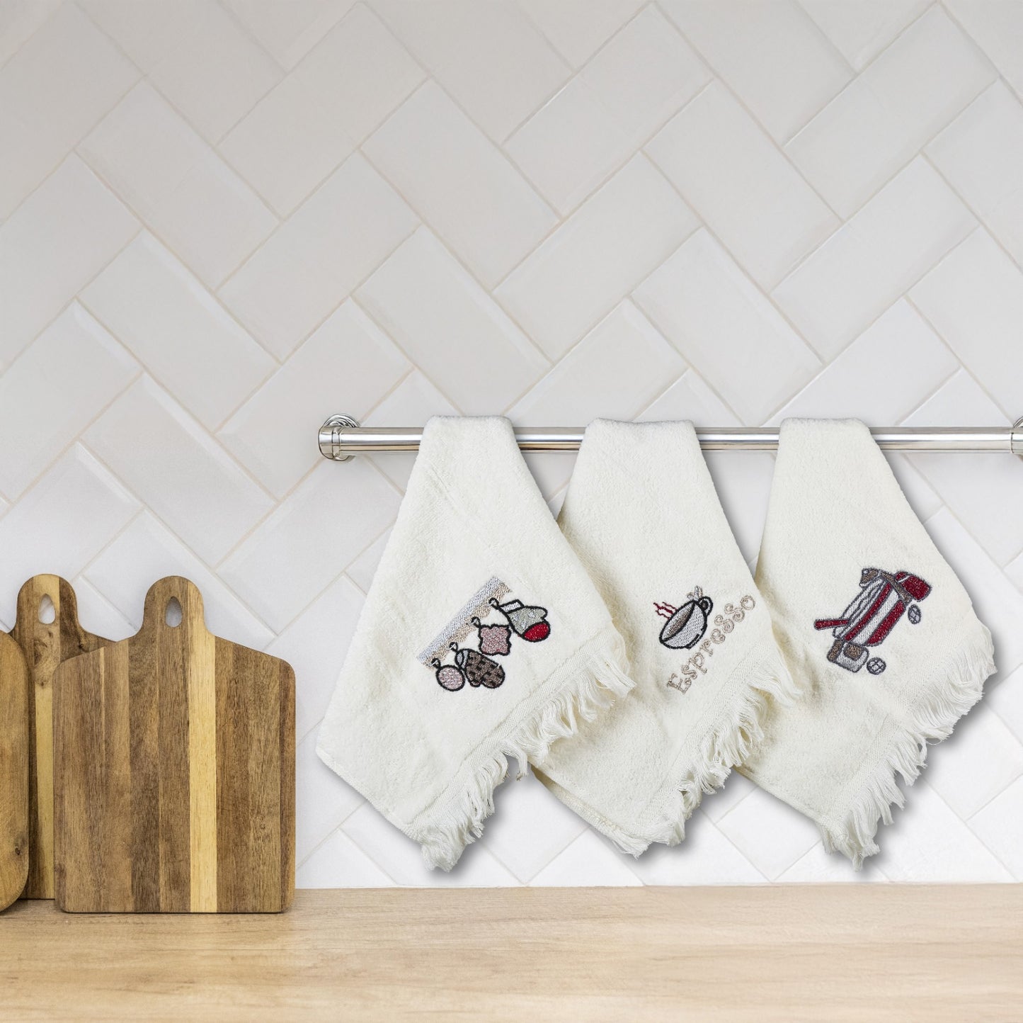 Velvet Touch Kitchen Collection - Luxury Embroidered 3-Piece 30*50 Cm Set